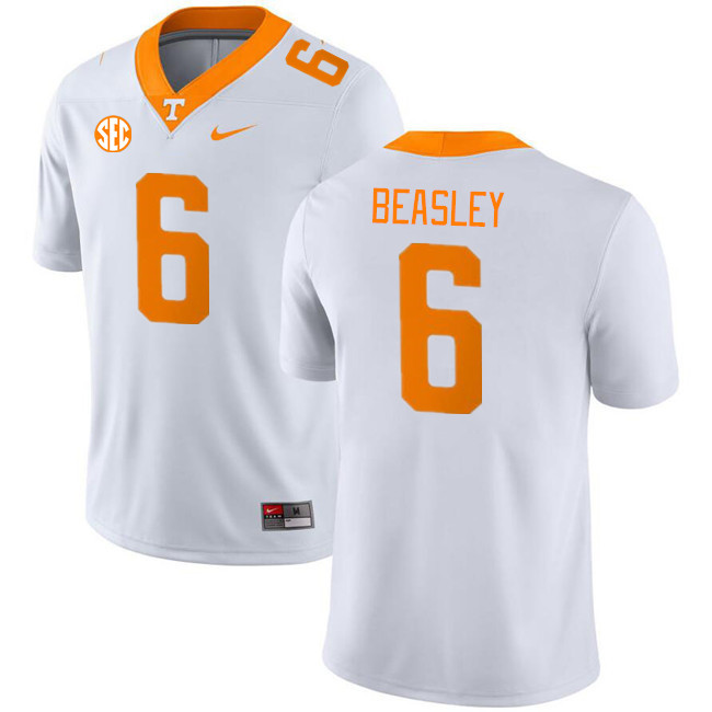 Men #6 Aaron Beasley Tennessee Volunteers College Football Jerseys Stitched Sale-White - Click Image to Close